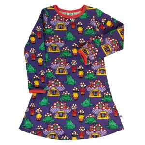 A-line dress with mushroom houses