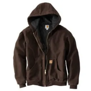 Active Quilted Flannel-Lined Jacket With Hood, Dark Brown, XL Tall