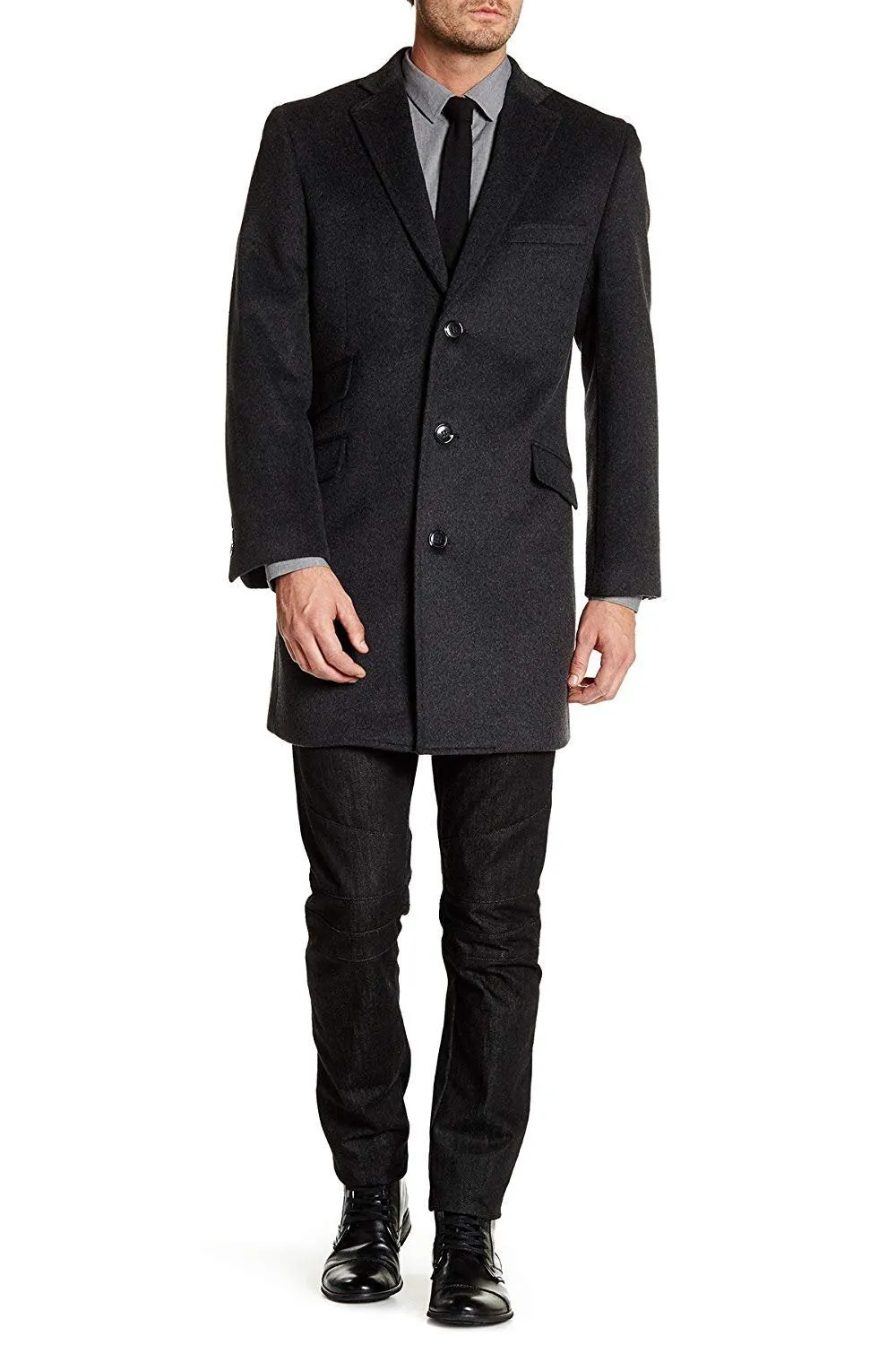 Adam Baker Men's Single Breasted Wool/Cashmere Mid-Length Carcoat