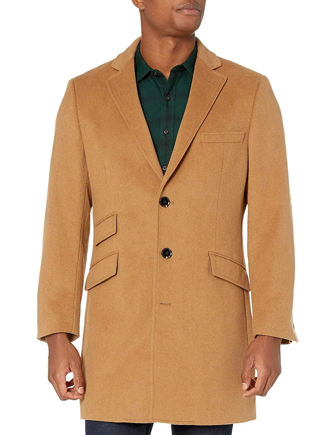 Adam Baker Men's Single Breasted Wool/Cashmere Mid-Length Carcoat