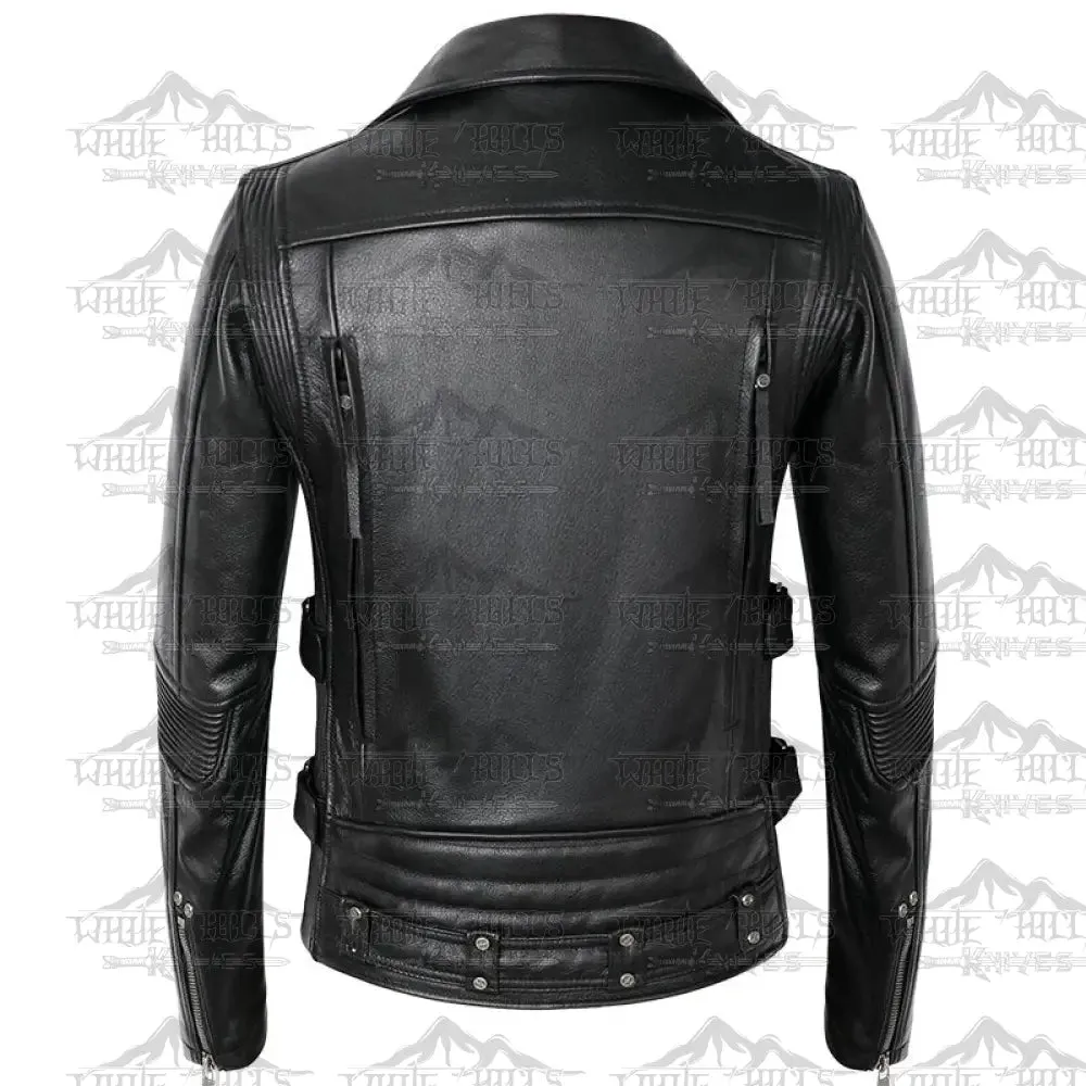 American Leather Noah Black Motorcycle Cowhide Leather Jacket