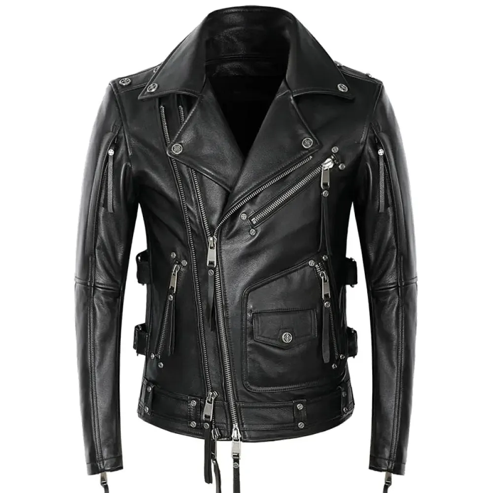 American Leather Noah Black Motorcycle Cowhide Leather Jacket