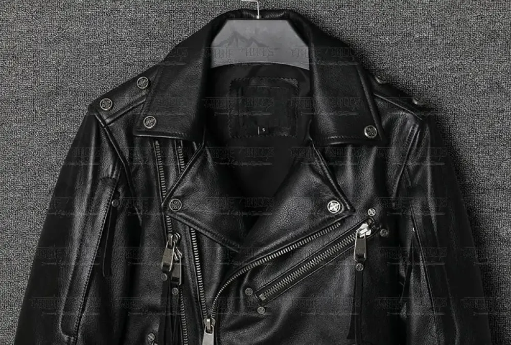 American Leather Noah Black Motorcycle Cowhide Leather Jacket