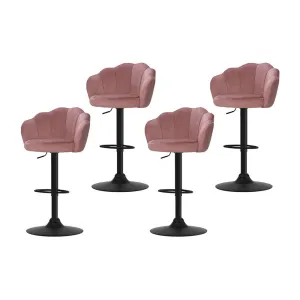 Artiss 4x Bar Stools Gas Lift Velvet Pink