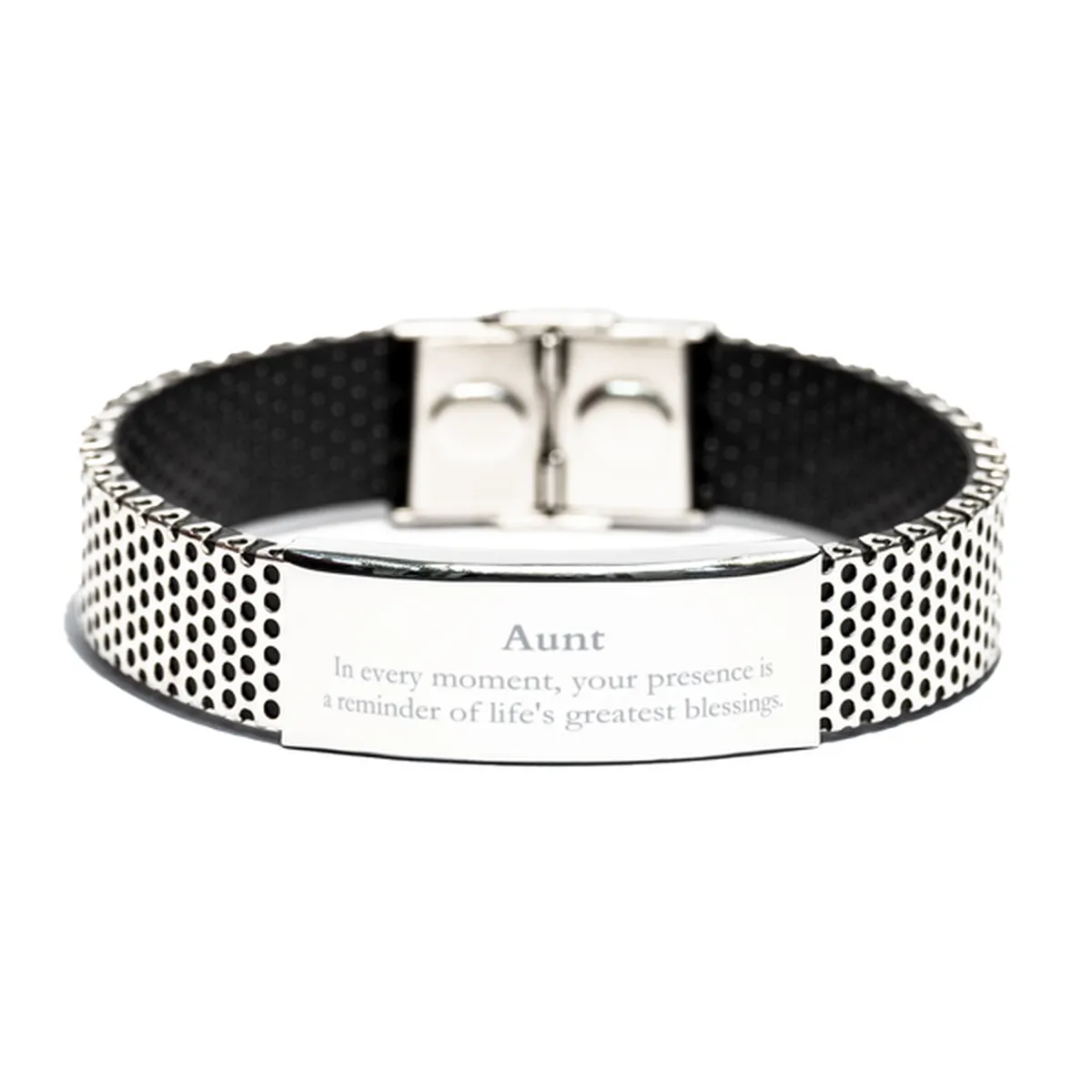 Aunt Thank You Gifts, Your presence is a reminder of life's greatest, Appreciation Blessing Birthday Stainless Steel Bracelet for Aunt