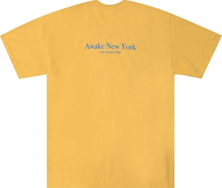 Awake NY Classic Outline Logo Short-Sleeve Tee 'Mustard', Yellow