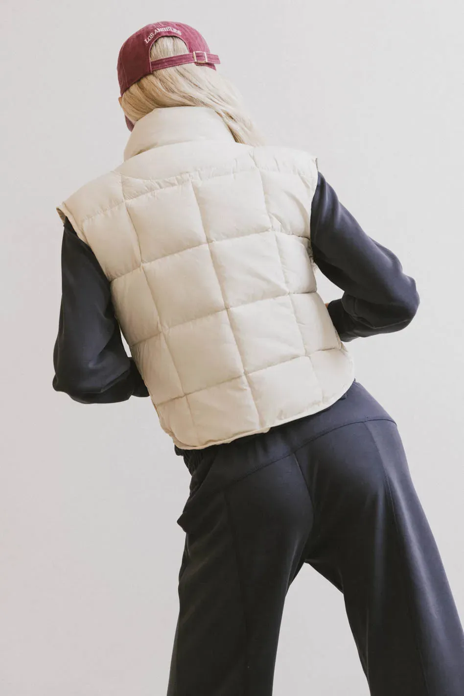 Bellese Quilted Puffer Vest in Bone