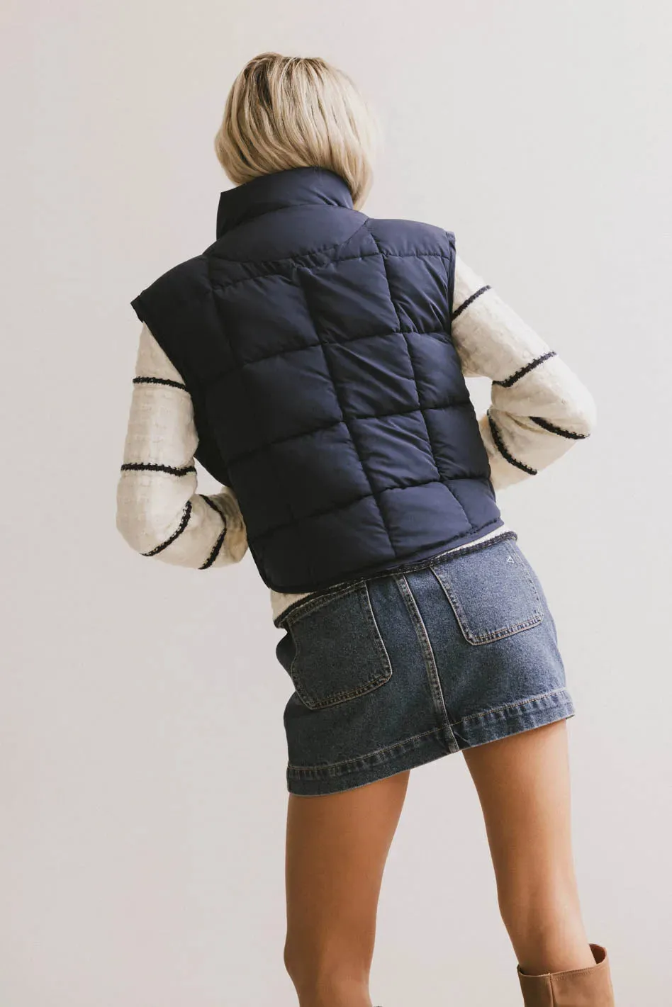 Bellese Quilted Puffer Vest in Navy