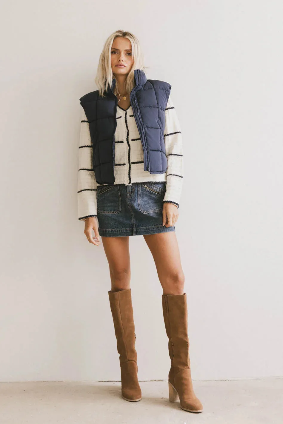 Bellese Quilted Puffer Vest in Navy