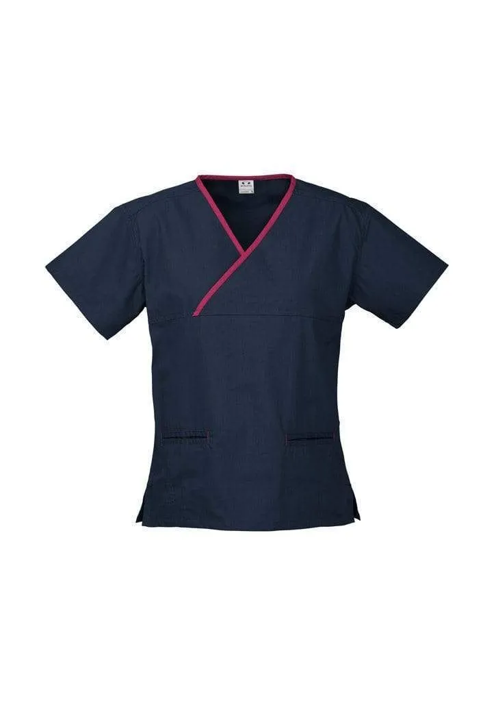 Biz Collection Women’s Contrast Crossover Scrubs Top H10722