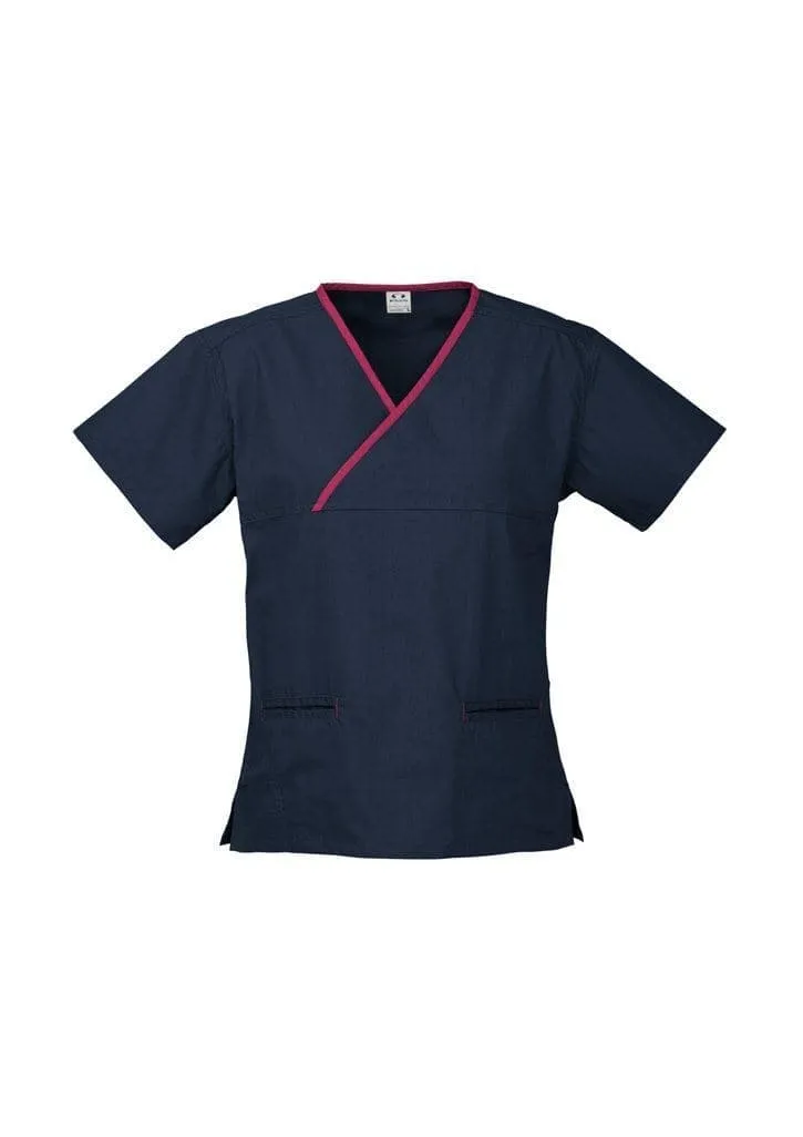 Biz Collection Women’s Contrast Crossover Scrubs Top H10722