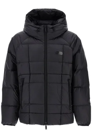 BLACK 3D PADDED NYLON JACKET WITH HOOD