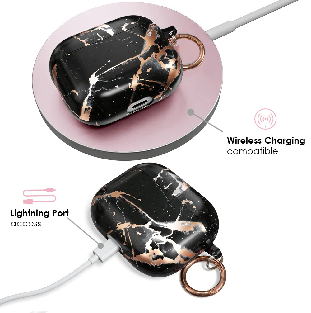 Black Marble Rose Gold Chrome AirPods Case