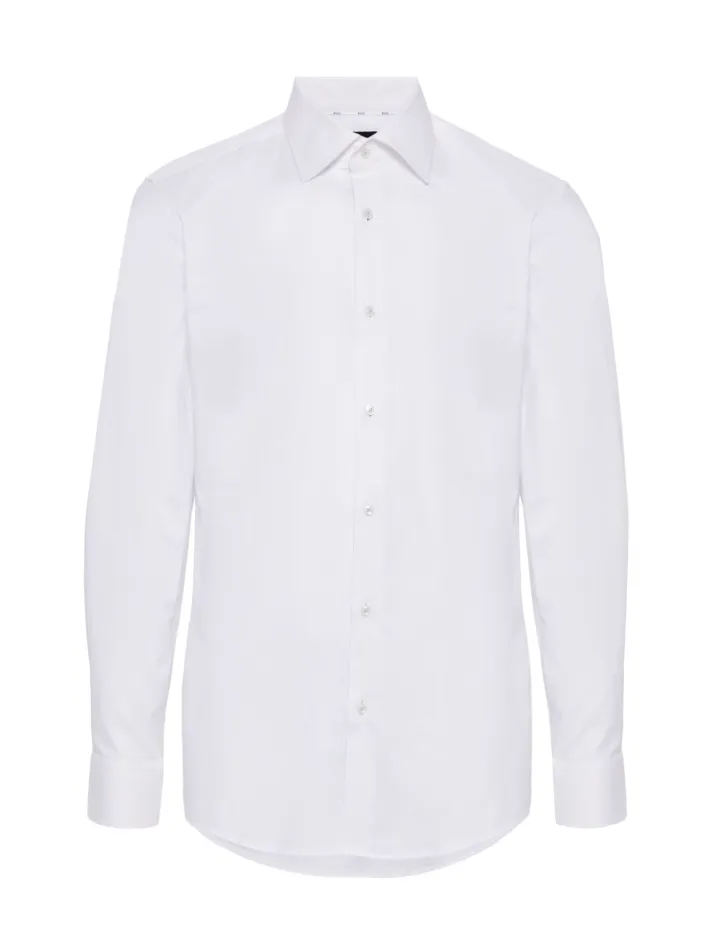 BOSS classic-collar cotton-blend shirt