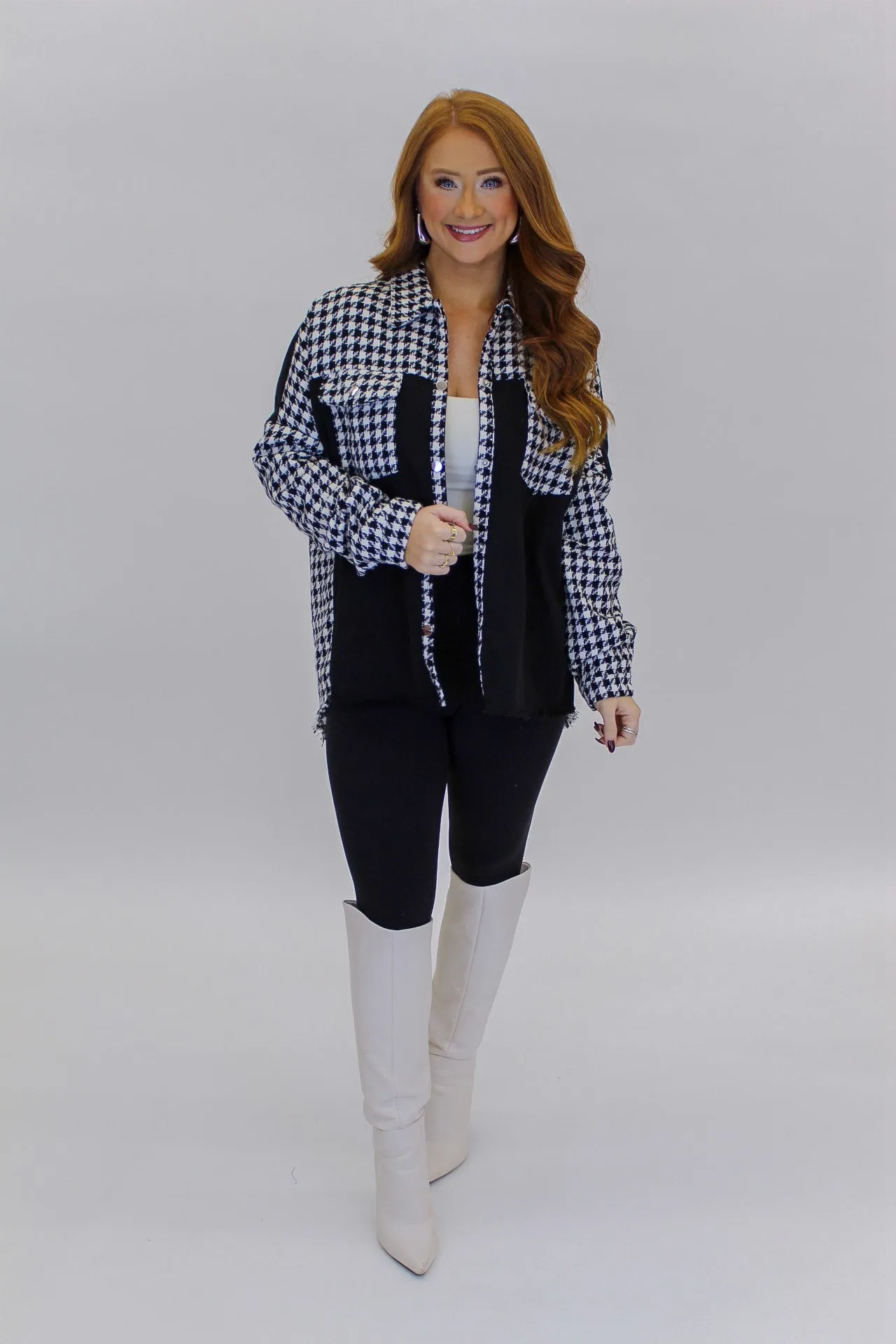 Brandy Houndstooth Shacket