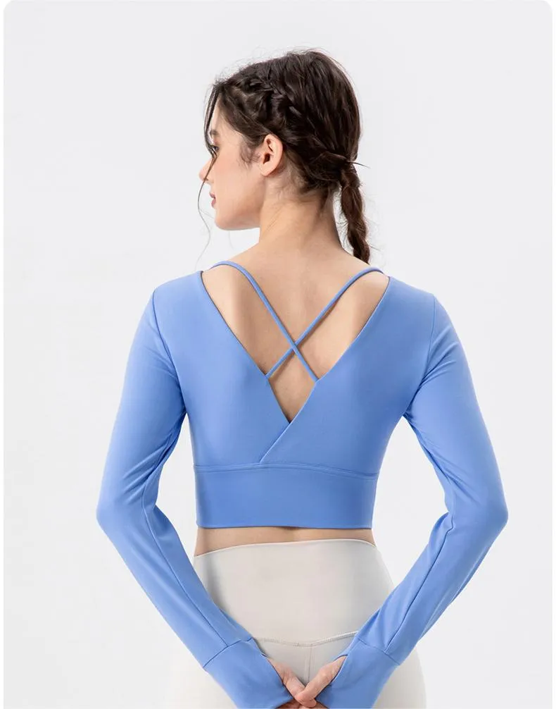 Breathing Series Fall Winter Yoga Wear Women Chest Pad Workout Running Top Sun Protection Nude Feel Breathable Sports Long Sleeve