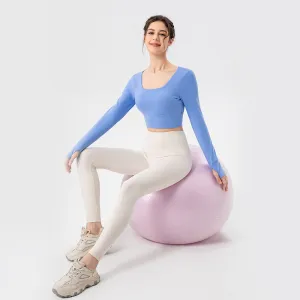 Breathing Series Fall Winter Yoga Wear Women Chest Pad Workout Running Top Sun Protection Nude Feel Breathable Sports Long Sleeve