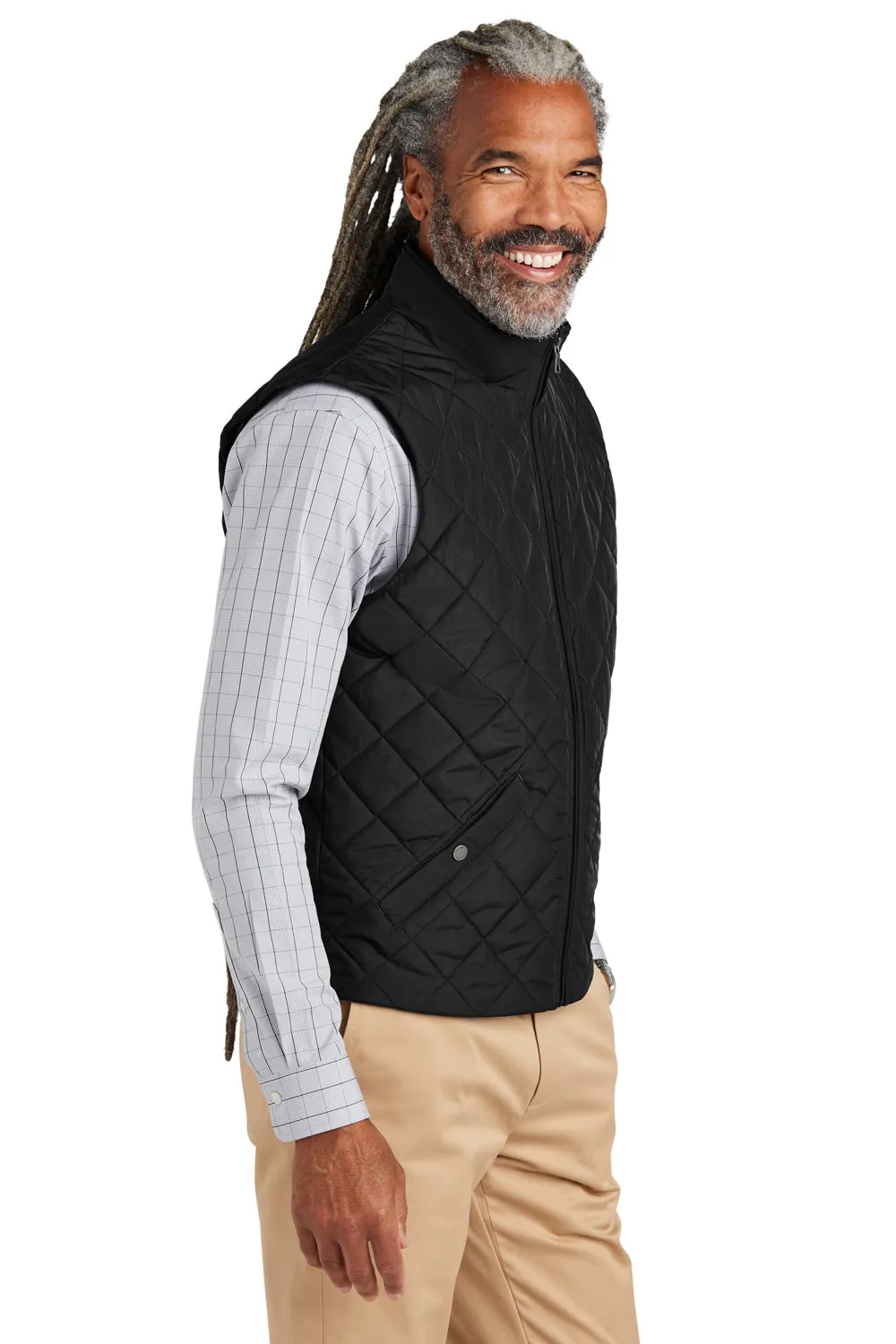 Brooks Brothers Mens Water Resistant Quilted Full Zip Vest - Deep Black