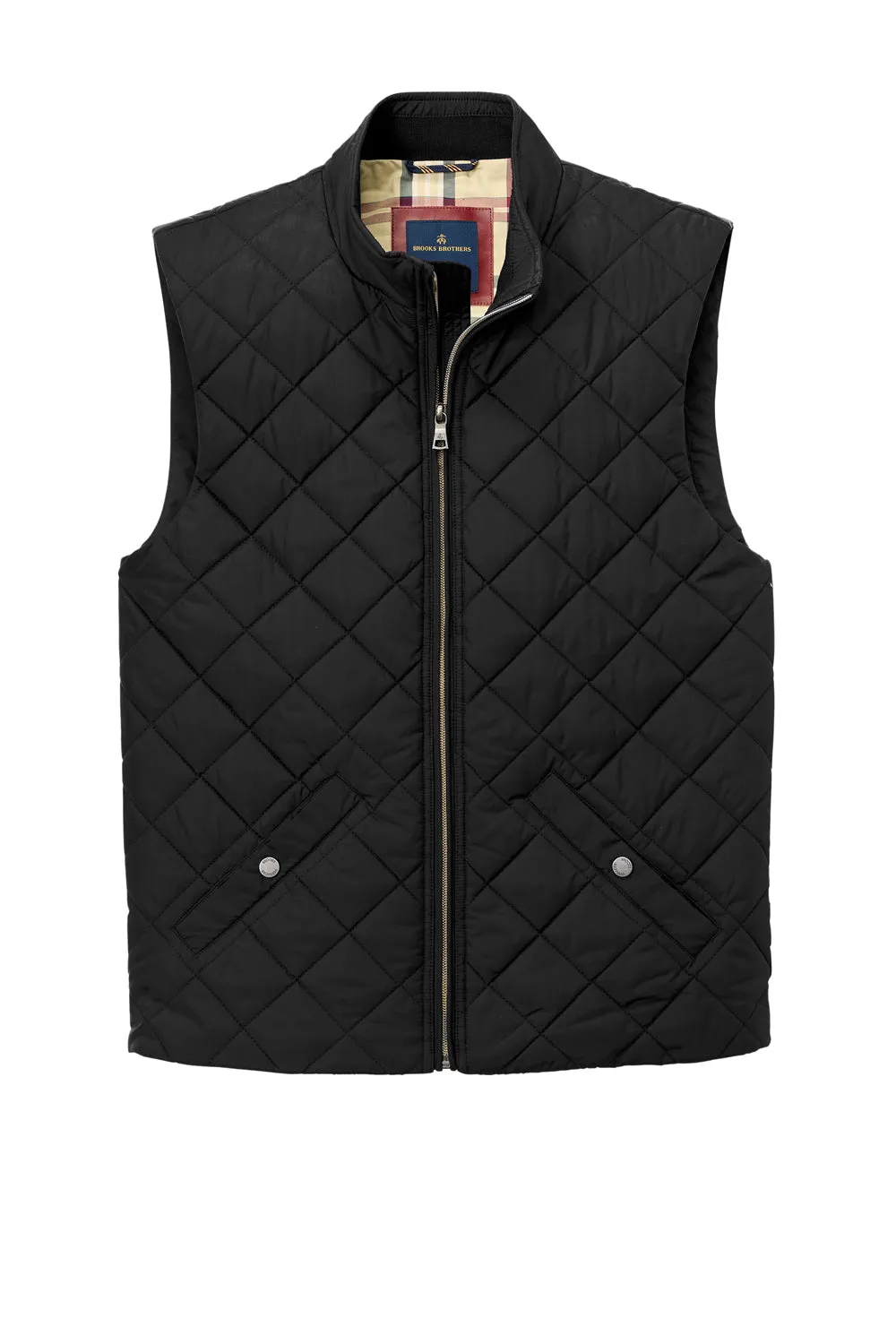 Brooks Brothers Mens Water Resistant Quilted Full Zip Vest - Deep Black