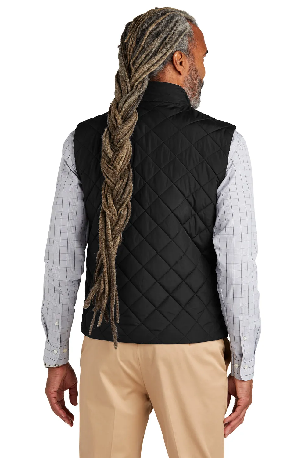 Brooks Brothers Mens Water Resistant Quilted Full Zip Vest - Deep Black