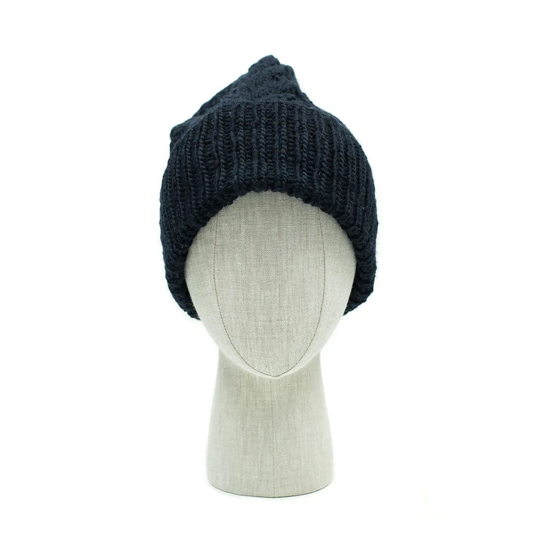 Chamula handknit fisherman hat in dark navy merino wool (restock)