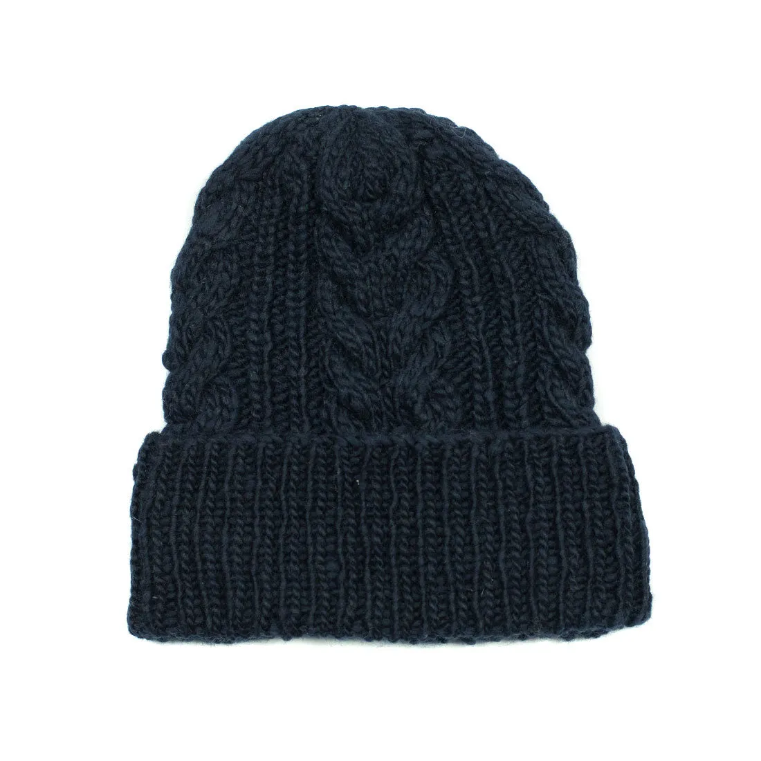 Chamula handknit fisherman hat in dark navy merino wool (restock)