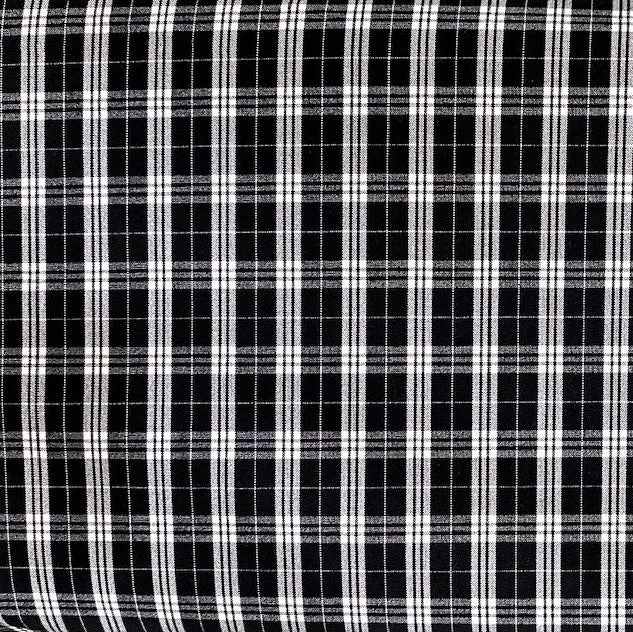 Check Suiting Fabric, Large Check Black/White- 145cm