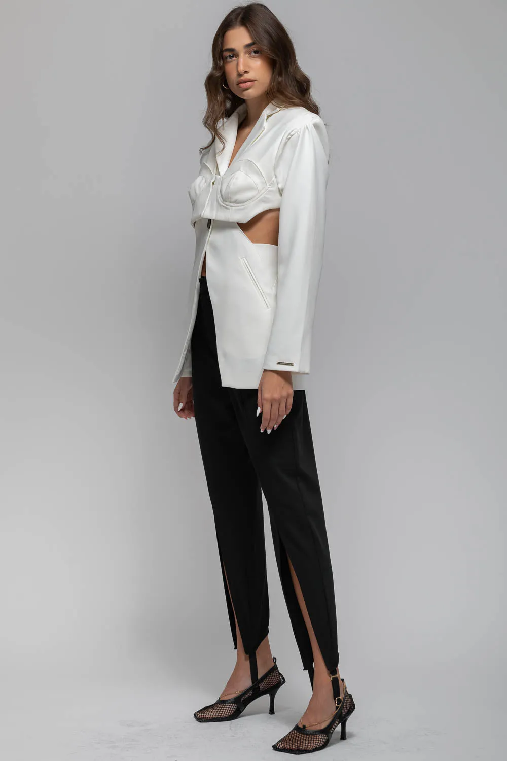 Corset Blazer with Cutouts - White