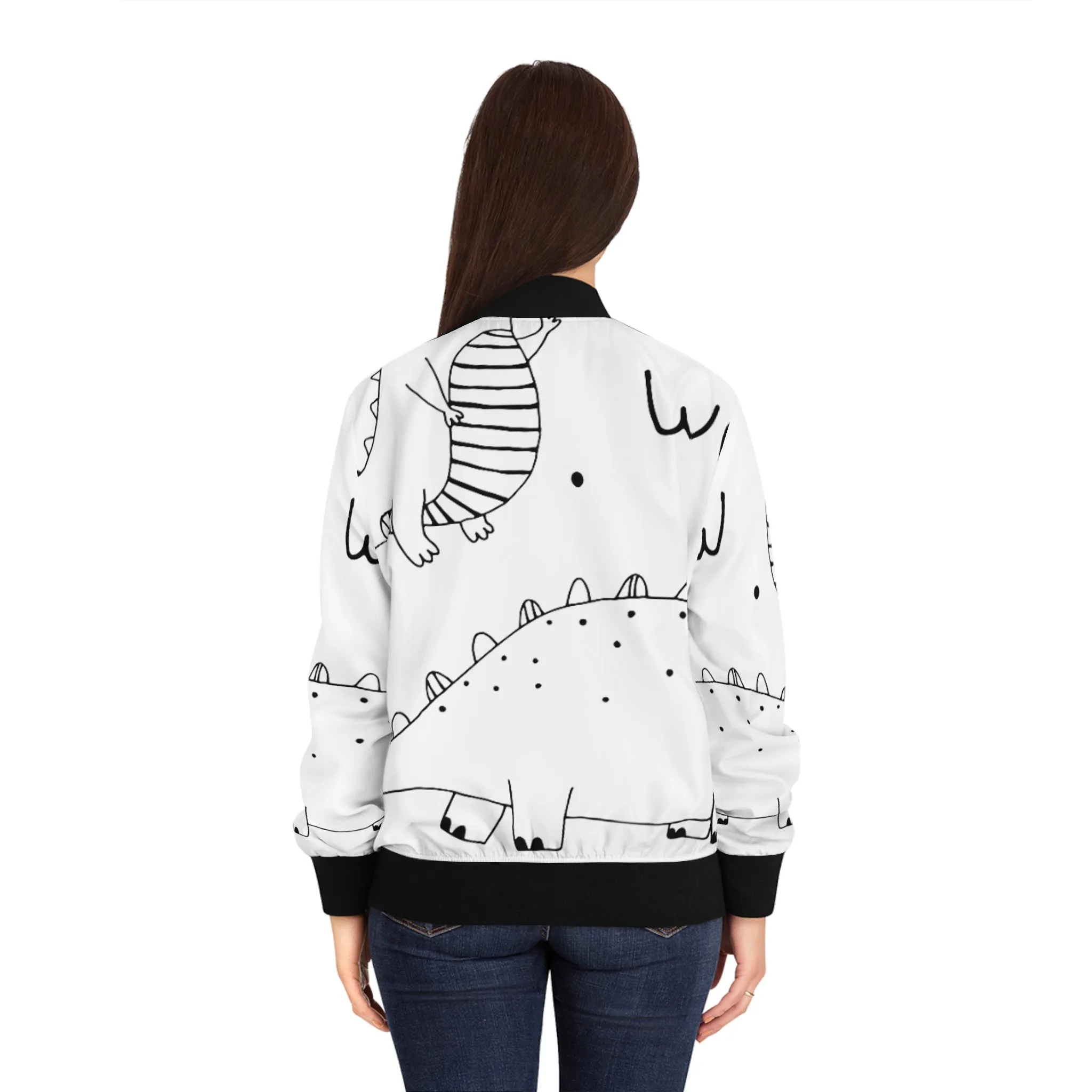 Doodle Dinosours - Inovax Women's Bomber Jacket