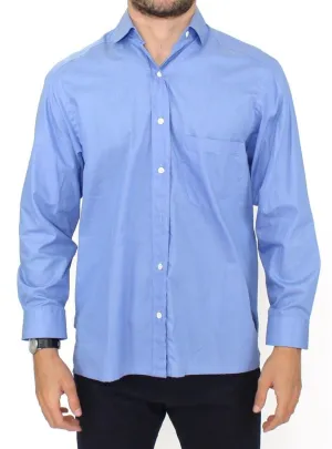 Ermanno Scervino Blue Cotton Classic Fit Shirt