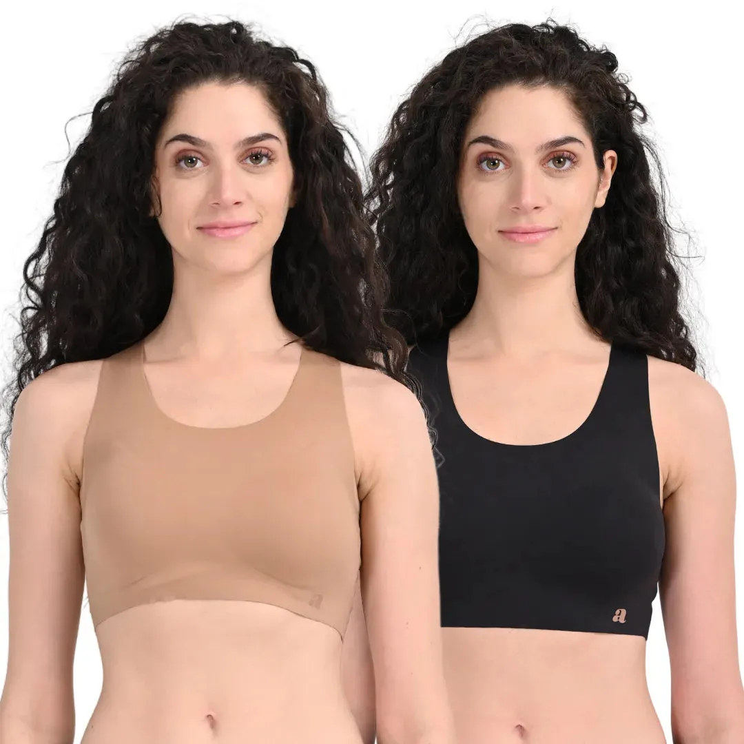 EzeFit Bra | Racerback | Sports Bra/T shirt Bra | Seamless | Non Wired | Lightly Padded | Removable Cups | Pack Of 2