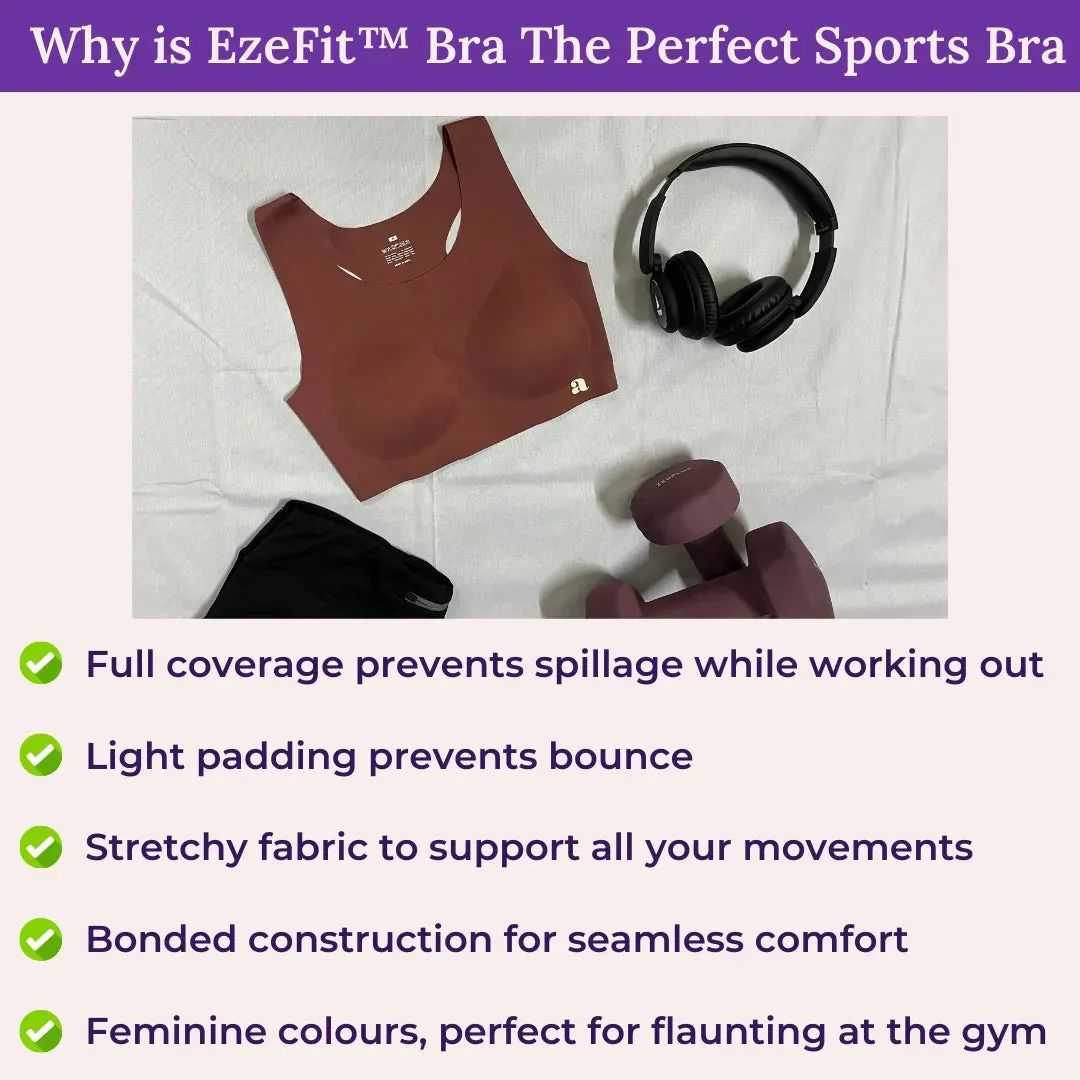 EzeFit Bra | Racerback | Sports Bra/T shirt Bra | Seamless | Non Wired | Lightly Padded | Removable Cups | Pack Of 2