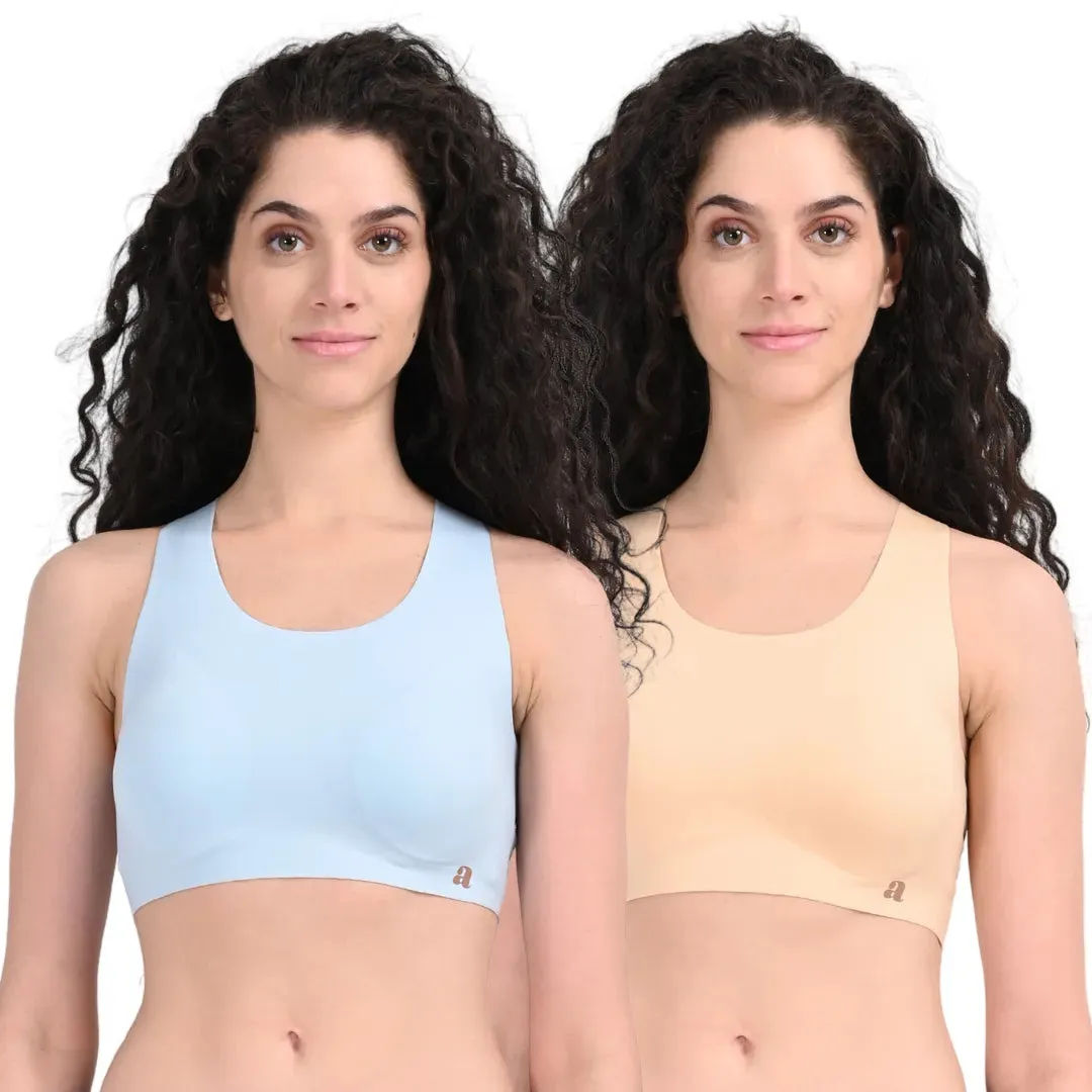 EzeFit Bra | Racerback | Sports Bra/T shirt Bra | Seamless | Non Wired | Lightly Padded | Removable Cups | Pack Of 2