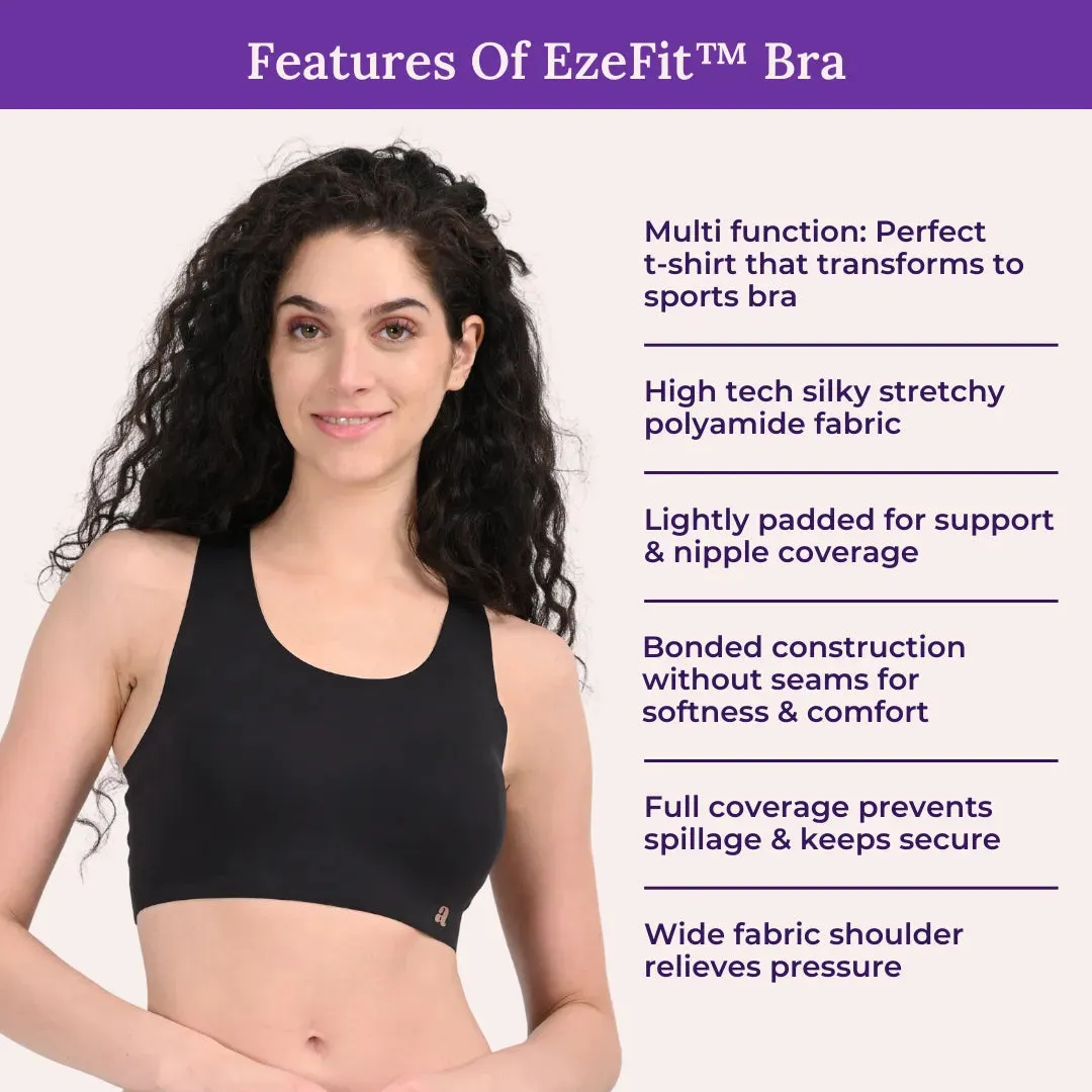 EzeFit Bra | Racerback | Sports Bra/T shirt Bra | Seamless | Non Wired | Lightly Padded | Removable Cups | Pack Of 2