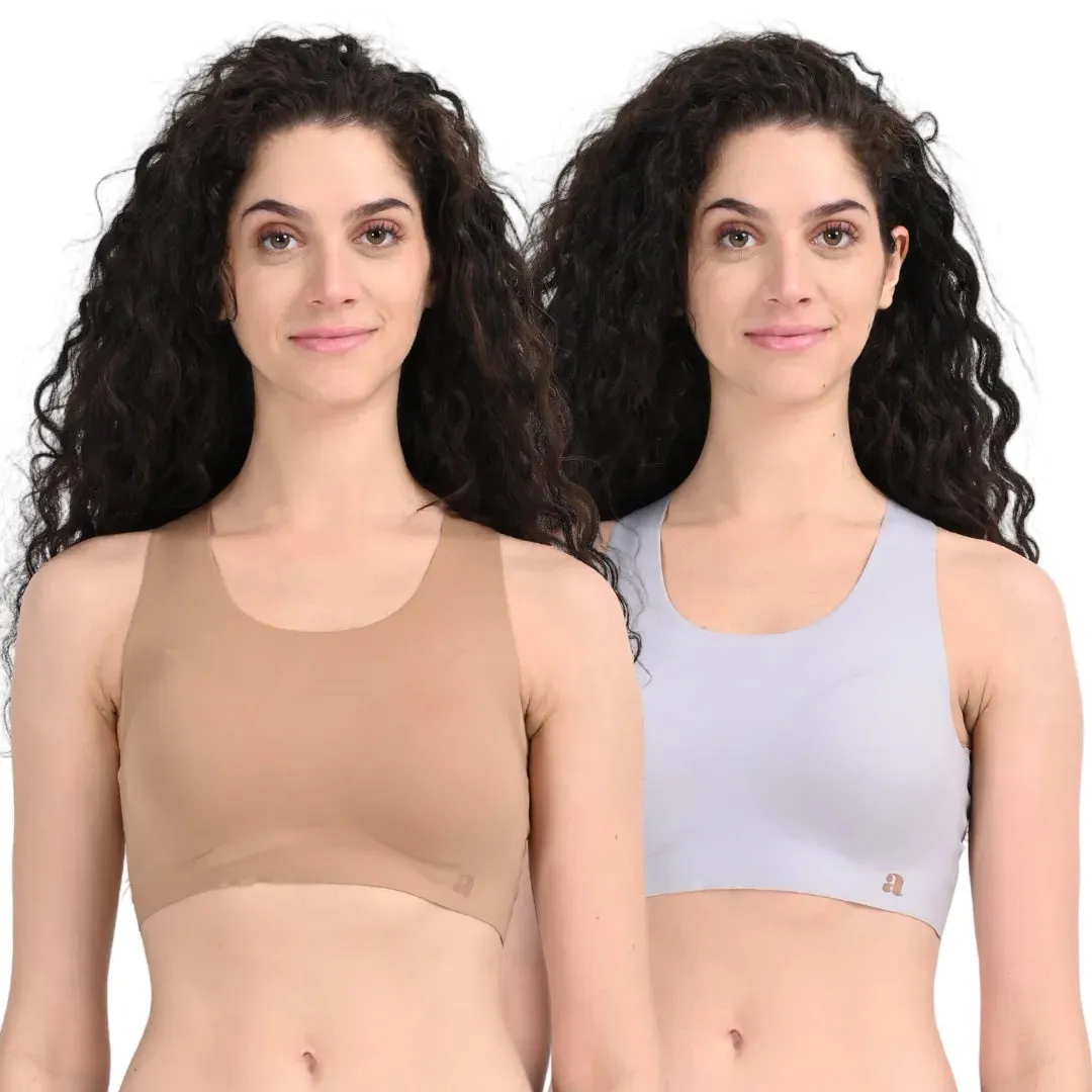 EzeFit Bra | Racerback | Sports Bra/T shirt Bra | Seamless | Non Wired | Lightly Padded | Removable Cups | Pack Of 2