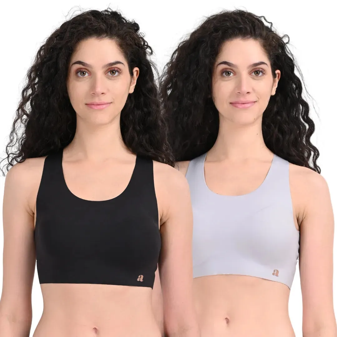 EzeFit Bra | Racerback | Sports Bra/T shirt Bra | Seamless | Non Wired | Lightly Padded | Removable Cups | Pack Of 2