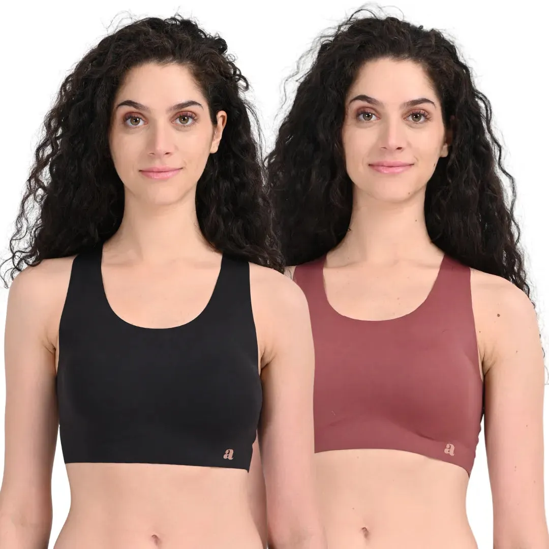 EzeFit Bra | Racerback | Sports Bra/T shirt Bra | Seamless | Non Wired | Lightly Padded | Removable Cups | Pack Of 2