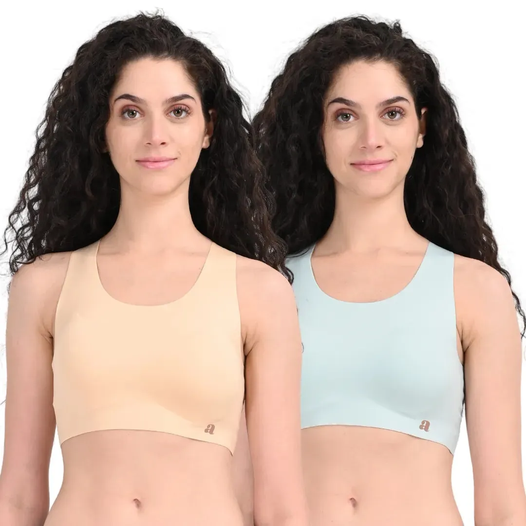 EzeFit Bra | Racerback | Sports Bra/T shirt Bra | Seamless | Non Wired | Lightly Padded | Removable Cups | Pack Of 2