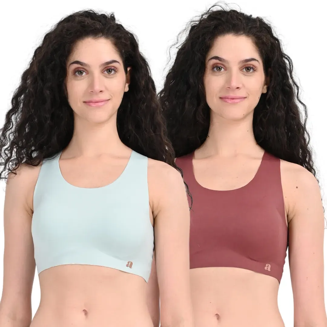 EzeFit Bra | Racerback | Sports Bra/T shirt Bra | Seamless | Non Wired | Lightly Padded | Removable Cups | Pack Of 2