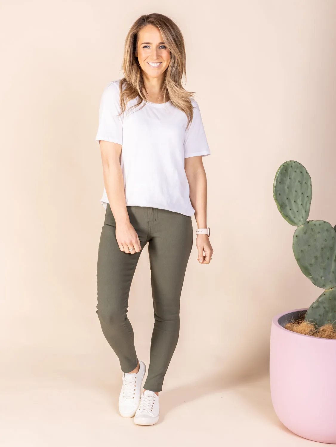 Fern Pants - Khaki Mid Rise