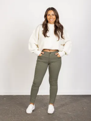 Fern Pants - Khaki Mid Rise