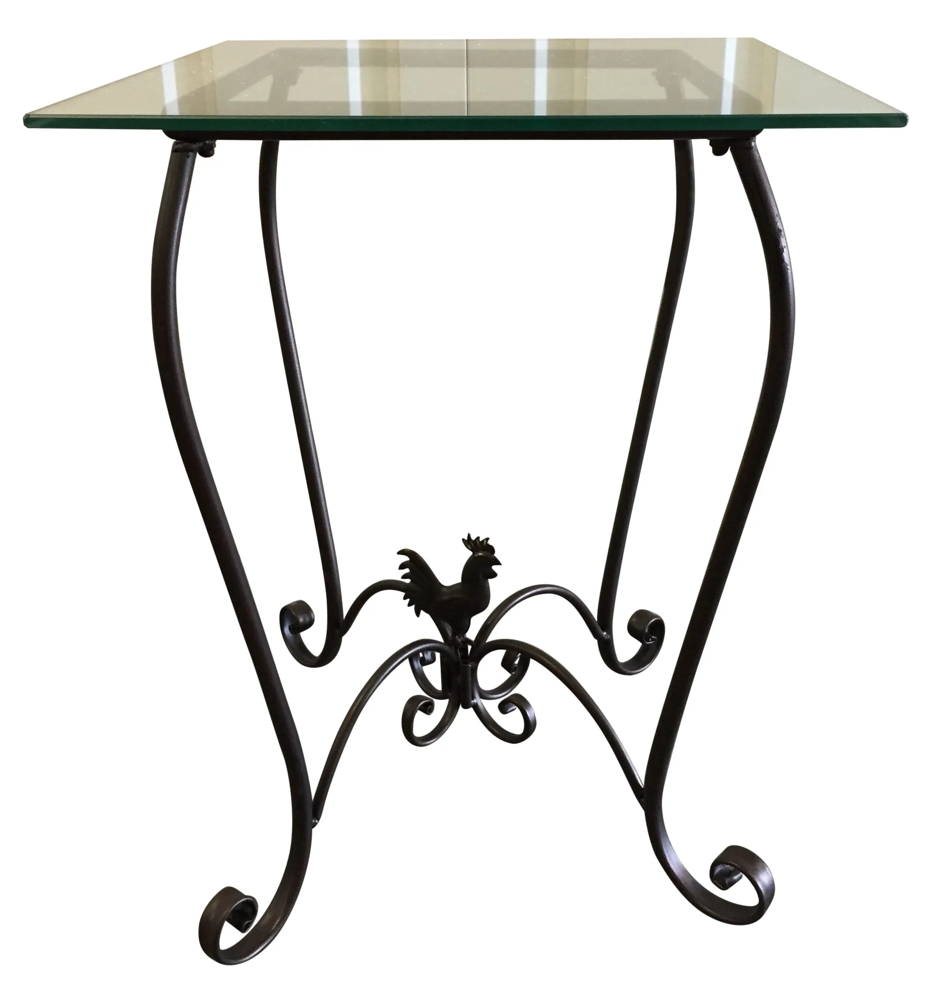 French Country Villa Side Table Iron Rooster Style