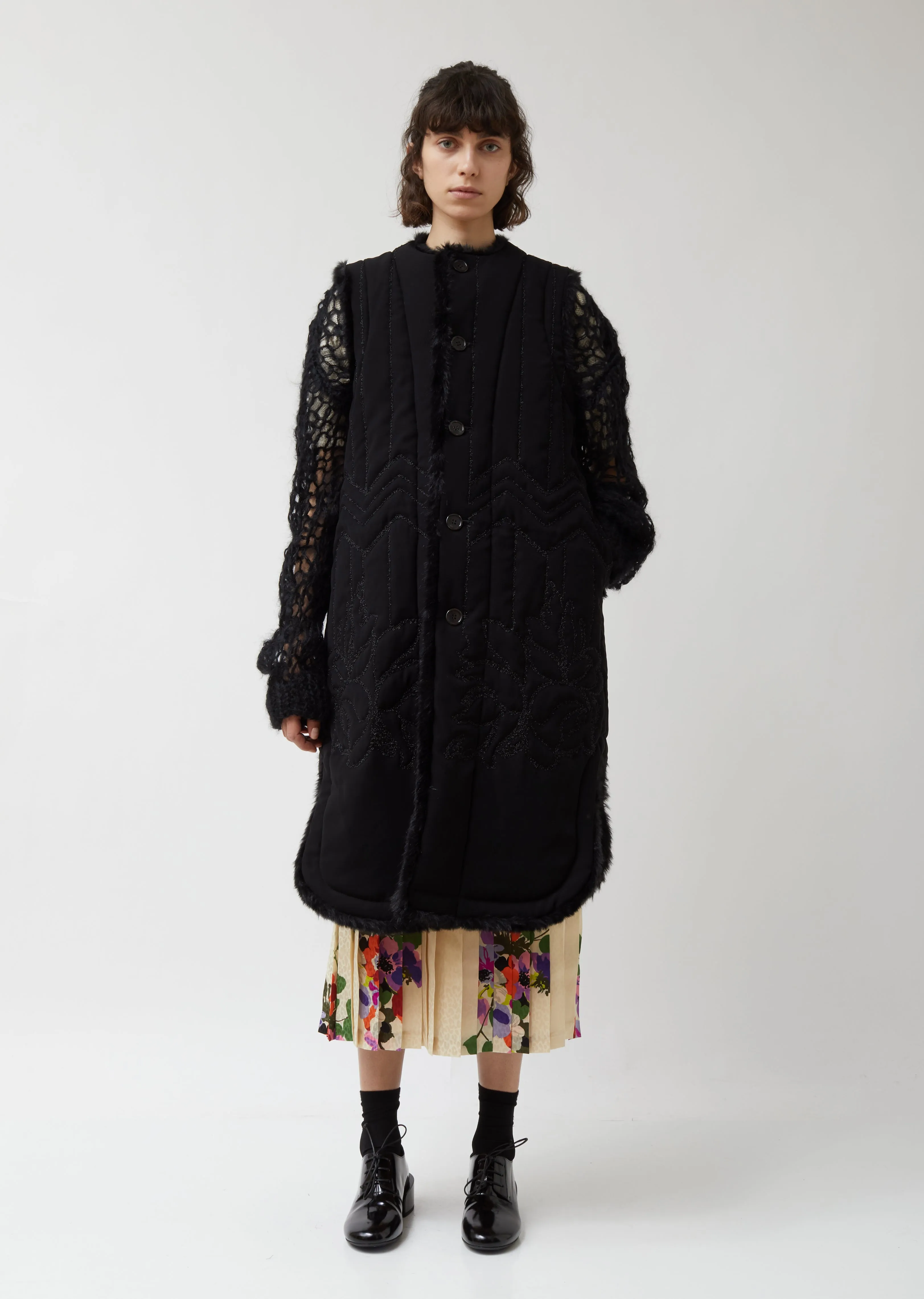 Georgette & Quilt Embroidery Vest Coat