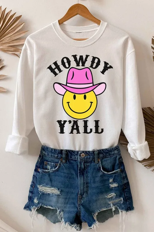 HOWDY YALL SMILEY GRAPHIC SWEATSHIRT