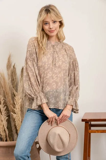 Khaki Floral Blouse