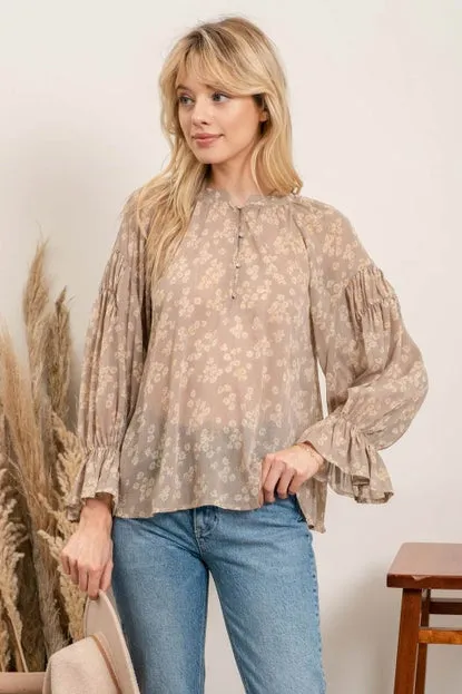 Khaki Floral Blouse