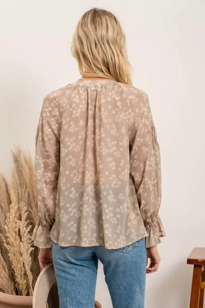 Khaki Floral Blouse