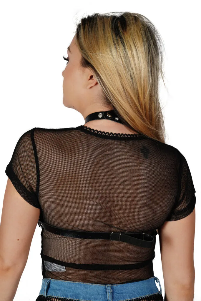 Leatherette Harness Bra Top