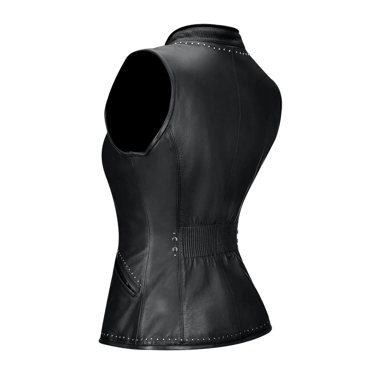 M253COB - Cuadra montecarlo black casual fashion quilted leather vest for women