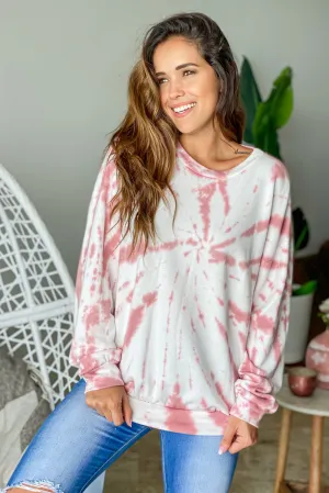 Mauve Tie Dye Swirl Top